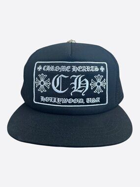 Chrome Hearts Black & White Hollywood Trucker Hat